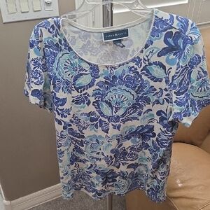 Karen Scott Blue Floral Women's Top